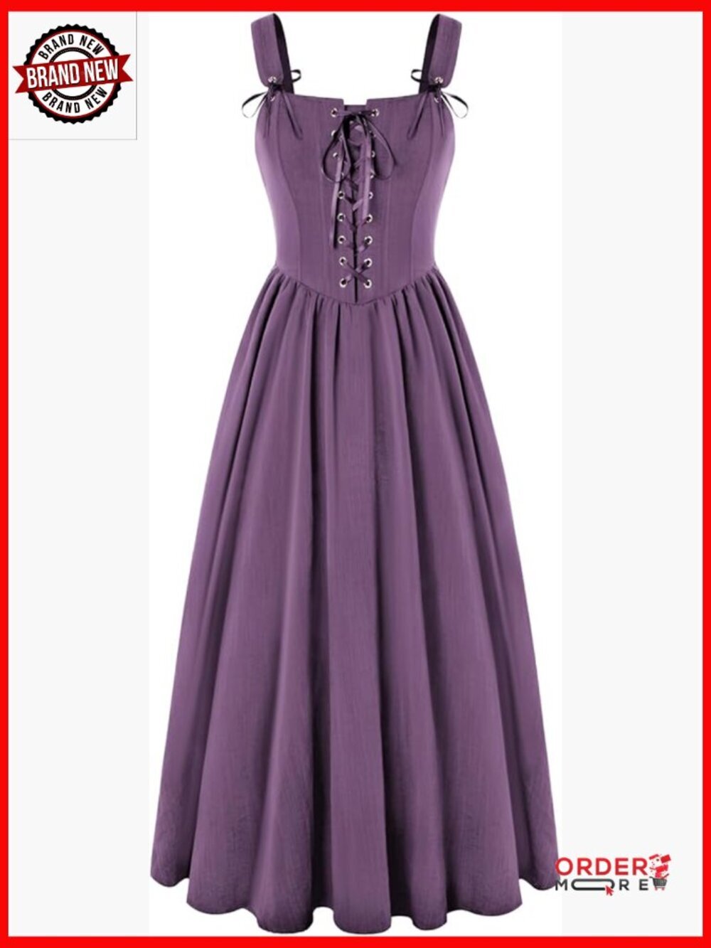 Renaissance Dress Women Sleeveless Lace Up Cottagecore Medieval Costume Long